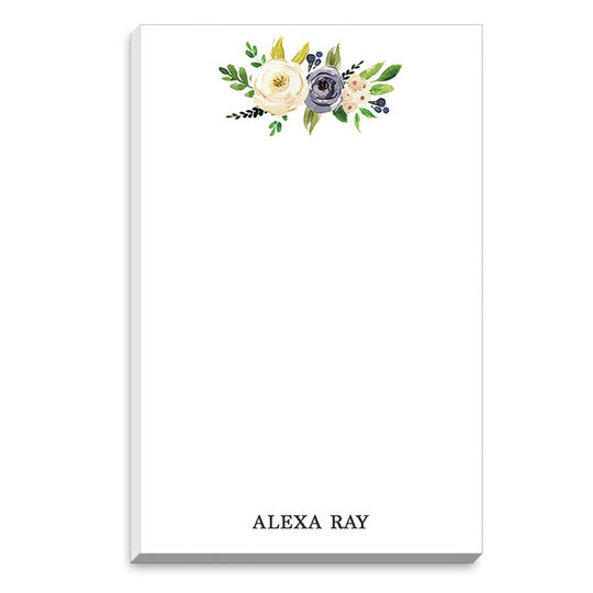 Gray and Ivory Roses Notepad